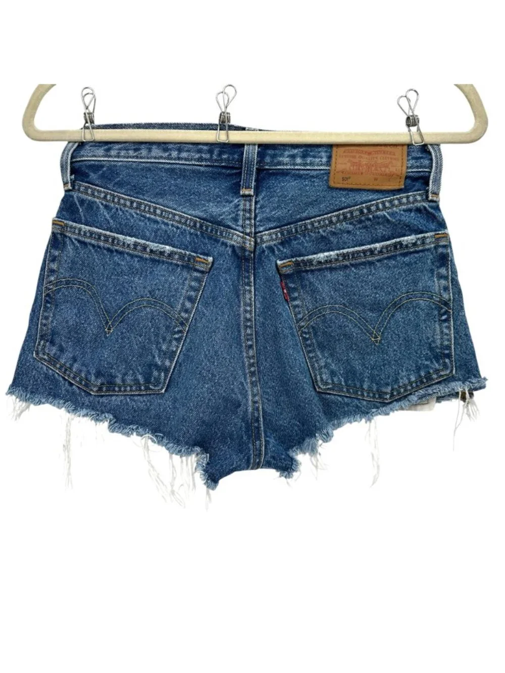 Levi's Womens 25 Shorts 501 Button Fly Cut Off Distressed Denim Jean Shorts READ